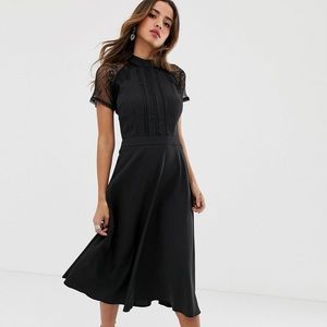 ASOS Liquorish A Line Lace Detail Midi Dress
